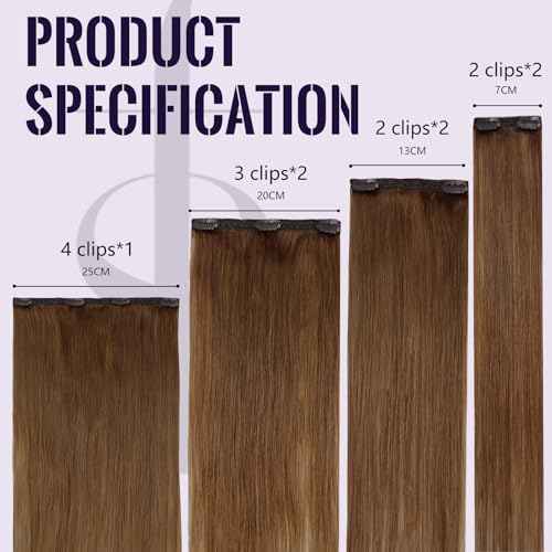 Fshine Clip In Hair Extensions 20 Inch Reddish Brown Real Human Hair, 105 g 7 pcs Long Length Seamless Extensions For Women Full Volume Perfect, For Events Shoots Or Daily Glamour