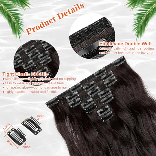 Hair Extensions Wavy 7 PCS Clip in 24" Long and Thick 170g Synthetic