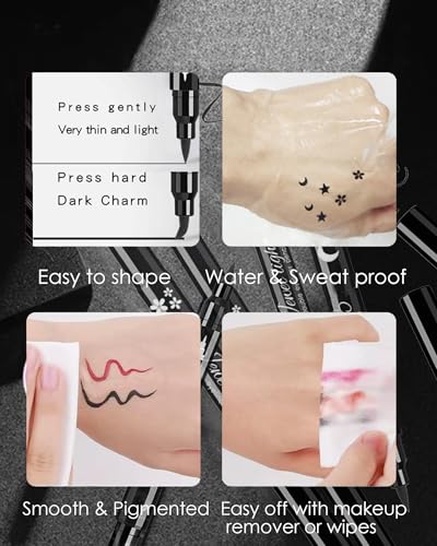 Dual-Ended Heart Stamp Eyeliner - Waterproof Liquid Liner 2Pc