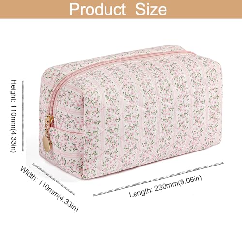 Pink Makeup Bag for Travel - Large Cosmetic Organizer