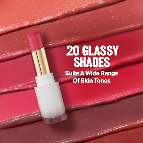REVLON Super Lustrous Glass Shine Balm, Hydrating Tinted Lipstick, Sheer, Glossy Shiny Finish, 008 Rum Raisin, 0.11 oz