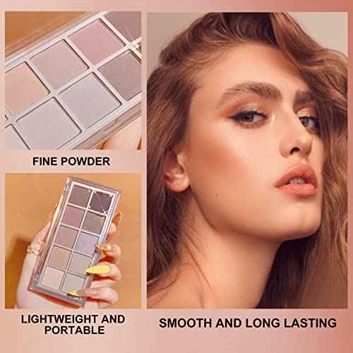 Erinde 10 Colors Nude Eyeshadow Palette, Taupe Brown Mavue Matte Eye Shadow Palette Makeup, Neutral Grey Smokey Eye Pallete, Ultra-Blendable, Long Lasting Natural Eyeshadow for Older Women, Cement