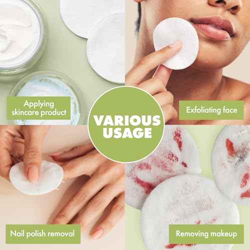 Intrinsics Cotton Naturelles (160 Count) - 2¡± Medium-High Absorbency Cotton Rounds, Lint-Free Hypoallergenic Cotton Pads, for Makeup Removal, Cleansing & Cosmetic Application