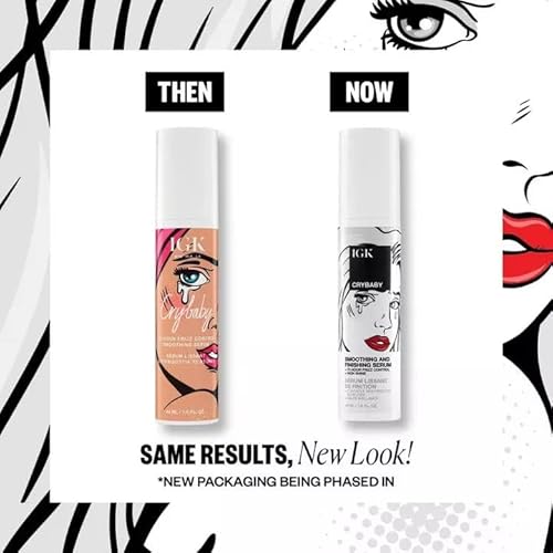 IGK CRYBABY Smoothing & Finishing Serum | High Shine + Frizz Control + Lightweight | Vegan + Cruelty Free | 1.5 Oz