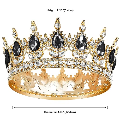 Gold Crystal Queen Crown Tiara with Rhinestones