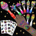 Neon Party Favors Set – 24 LED Finger Lights & 48 Tattoos