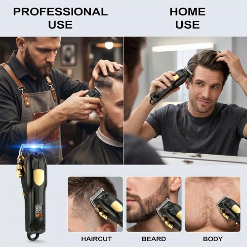 Professional Cordless Hair Clippers for Men with LED Display