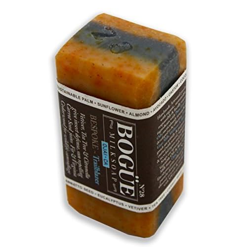 Handmade Goat Milk Soap 2 bars- BOGUE No.28 BESPOKE Trailblazer Blend Vetiver, Tea tree & Citronella defend from insects, sun repelling carrot seed & woodsy cedarwood for wildlife camouflage