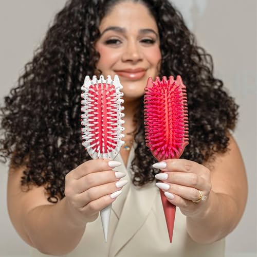 Bounce Curl Ruby Volume EdgeLift 5-in-1 Curl Styling Brush for Defined, Airy Curls