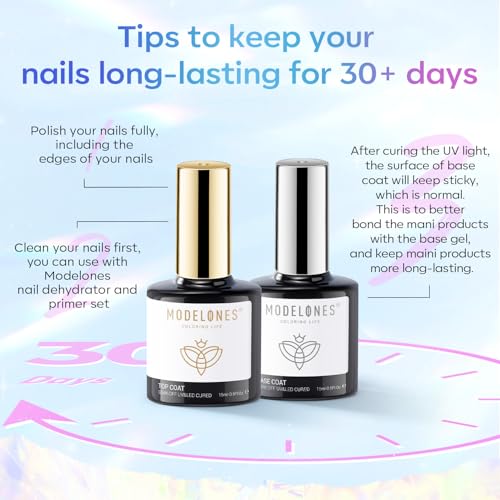 Modelones Gel Base and Top Coat Set, 15ml