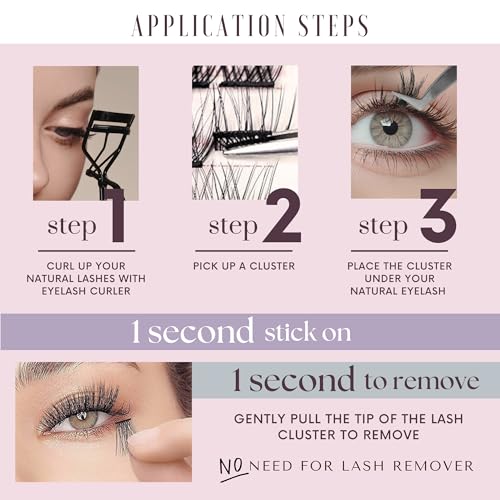 Self Adhesive Eyelash Clusters Kit - D Curl, Reusable Lashes
