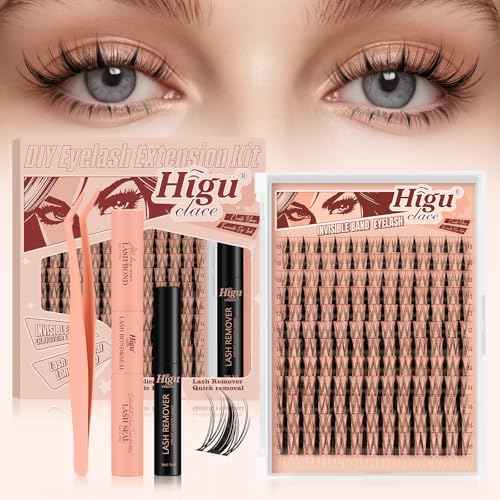 Higu clace Fairy-Lash-Clusters,144PCS Manga Lash-Clusters-Kit DIY Cluster Eyelash Extensions 10-18 mm, D Curl Lash Extension Kit with Lash Bond and Seal, Tweezers and Remover(Fairy-Kit-144pcs)