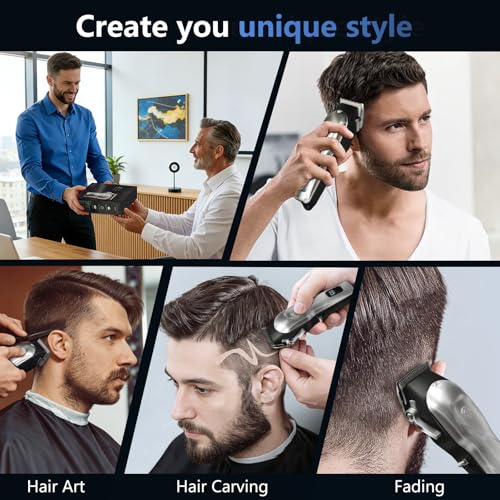Cordless Hair Clippers for Men | Professional Trimmer with 8 Guide Combs