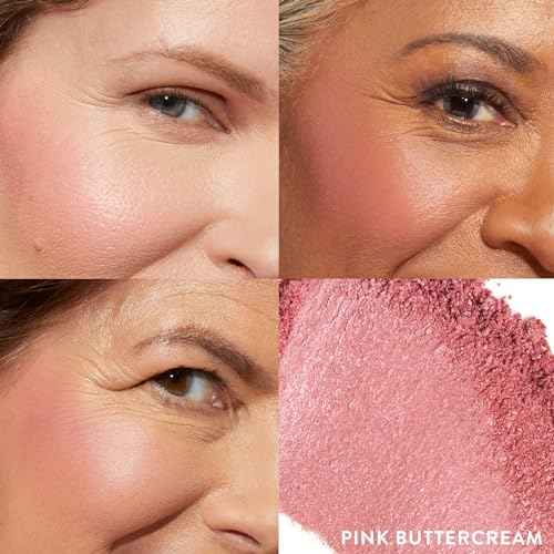 LAURA GELLER NEW YORK Baked Blush-n-Brighten Marbleized Blush for Cheeks - Pink Buttercream - Natural Finish - Buildable Color
