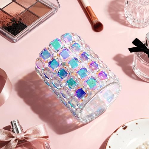 Makeup Organizer,Makeup Brush Holder,Multifunctional Toothbrush Holders,Pen Holder,Utensil Holder, Bathroom Vanity Countertop Canisters,Sparkle Crystals Home Organization and Storage