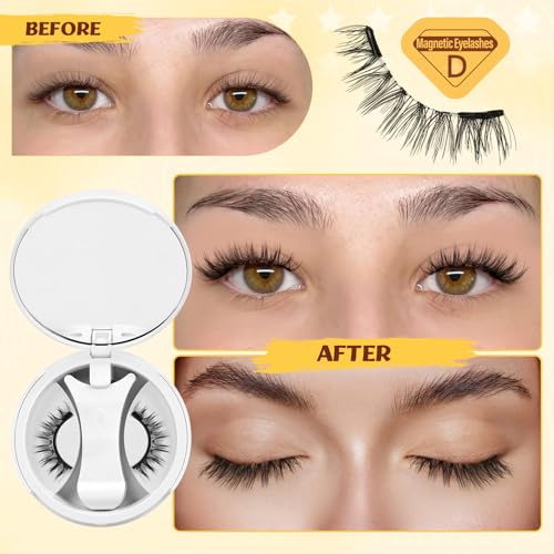 QUEWEL Magnetic Eyelashes with Applicator - No Glue Reusable Lashes