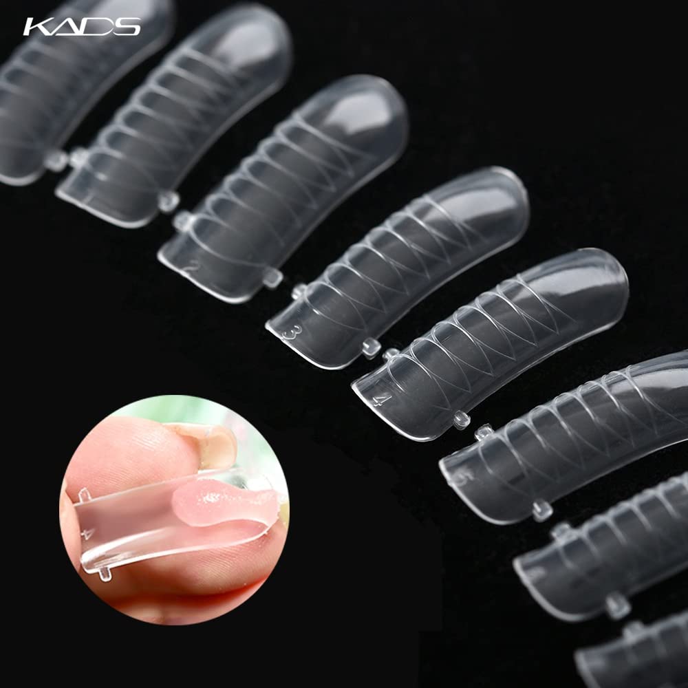 KADS 120PCS Clear Full Cover Dual Nail System Form UV Gel Acrylic Nail Art Mold Artificial Nail Tips with Scale for Extension (MODEL 1)