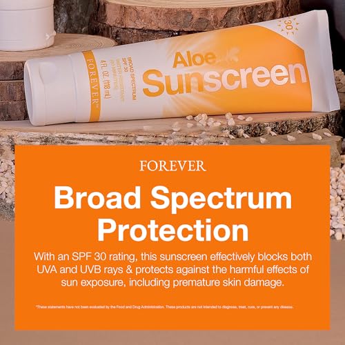 Forever Living - Aloe Sunscreen SPF 30 - with Aloe Vera, Water-Resistant Broad Spectrum UVA and UVB Defense, 4 fl oz (Pack of 2)