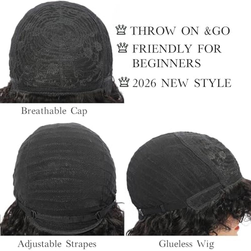 TATOUS Short Curly Bob Wig with Bangs - 100% Human Hair for Black Women
