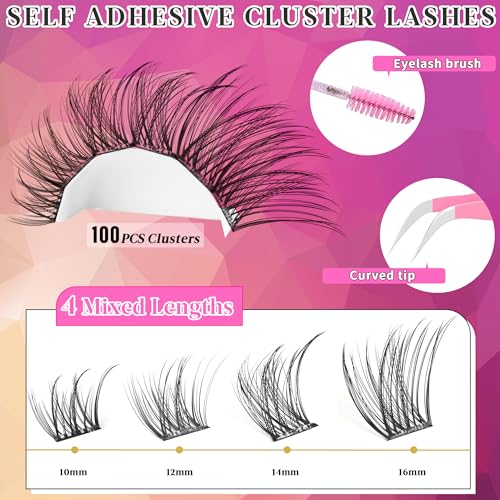 Self Adhesive Eyelash Clusters Wispy 10-16mm D Curl Kit