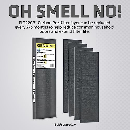 GermGuardian Filter B HEPA Pure Genuine Replacement Filter, Removes 99.97% of Pollutants for AC4825, AC4300, AC4900, AC4825DLX, AC4850, CDAP4500, AP2200, 4-Pack, Black/Yellow, FLT48254PK