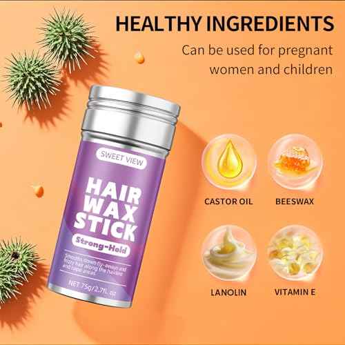 Hair Wax Stick & Slick Back Hair Brush for Tame Flyaways, Frizz, Sleek Ponytail, Buns | Pomade/Balm/Gel Stick for Woman, Styling Accessories for Girls, Kids