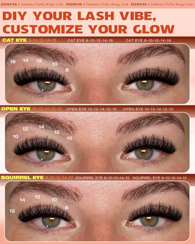 Geeneiya Fluffy Lash Clusters - 8-16mm Natural C Curl Extensions