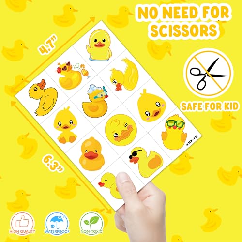 96 PCS Rubber Duck Temporary Tattoos for Kids