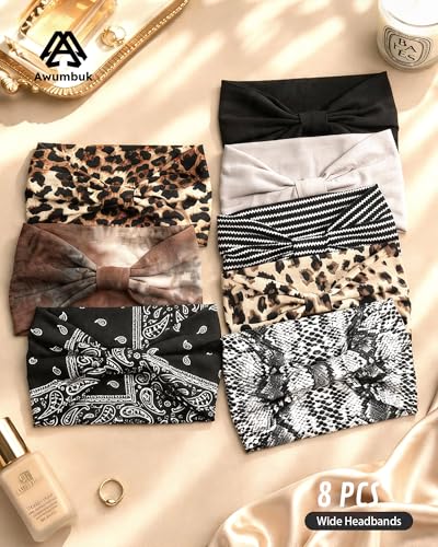 Wide Headbands for Women, 8 Pack Non Slip Moisture Wicking
