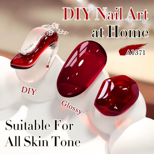 Double Rhythm 15ML Dark Burgundy Gel Polish Jelly Red-A1371 for Manicure & Nail Art