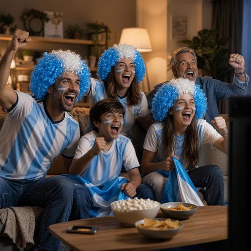 Argentina Flag Afro Wig for Soccer Fans