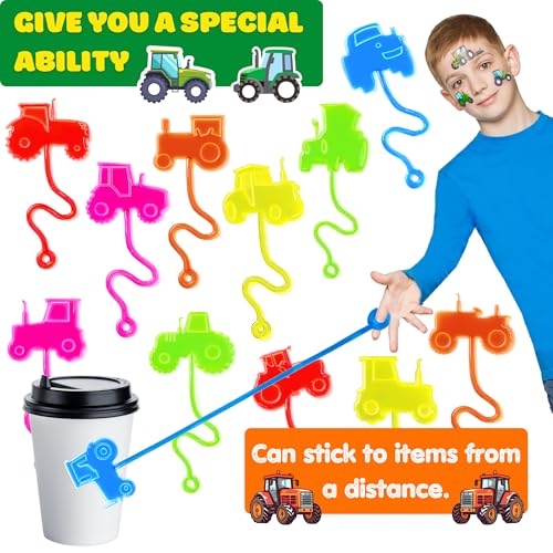 48-Piece Tractor Party Favors - Sticky Hands & Temporary Tattoos