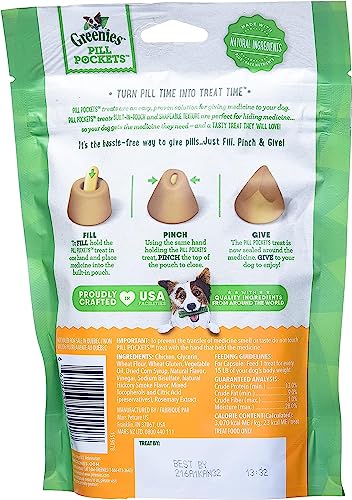 Greenies Pill Pockets for Dogs Capsule Size Natural Soft Dog Treats, Chicken Flavor, (6) 7.9 oz. Packs (180 Treats)