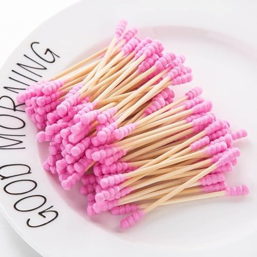 200 Pink Double-Head Cotton Swabs for Makeup & Ear Cleaning