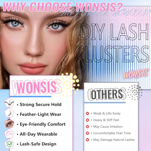 WONSIS Wispy Lash Clusters for DIY Extensions - C Curl