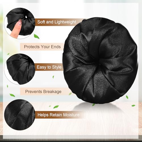 Satin Hair Bun Donuts - 4 Pack Medium Black