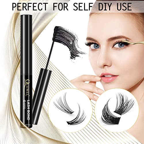 QUEWEL Cluster Lashes 72 Pcs - C/D Curl 8-16mm + Lash Bond