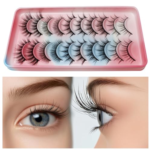 Charklik Wispy Mink Lashes - Natural Fluffy False Eyelashes 10 Pairs
