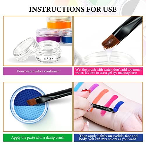 UV Glow Neon Face Paint Set - 12 Colors Water Activated