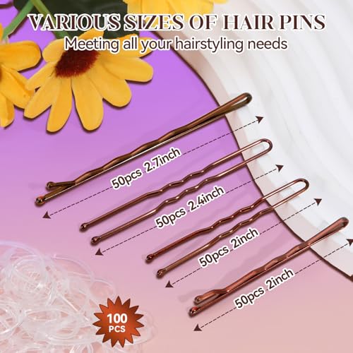 300 Pcs Hair Pins & Elastic Bands Hair Styling Kit with Storage Box