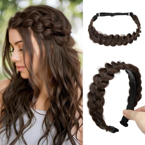 CJL HAIR 2-Pack Braided Headbands with Elastic – Hand-Woven Hair Hoops