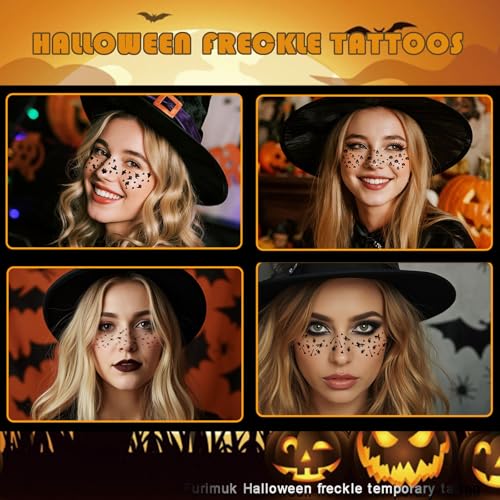 Halloween Face Tattoos 11 Pack Freckles & Bats