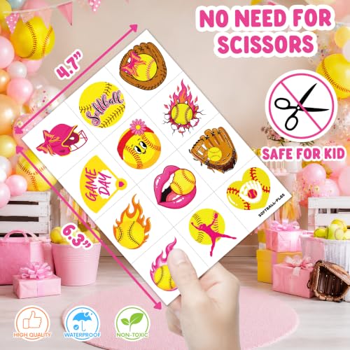 96 Pcs Softball Temporary Tattoos for Kids Sports Party Favors