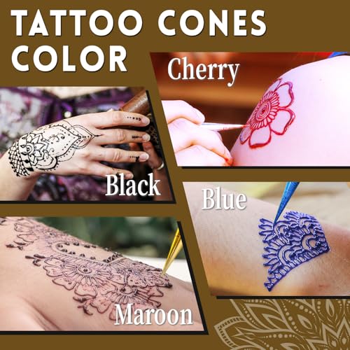 Temporary Tattoo Stencil Kit - 44 Templates, 4 Ink Colors