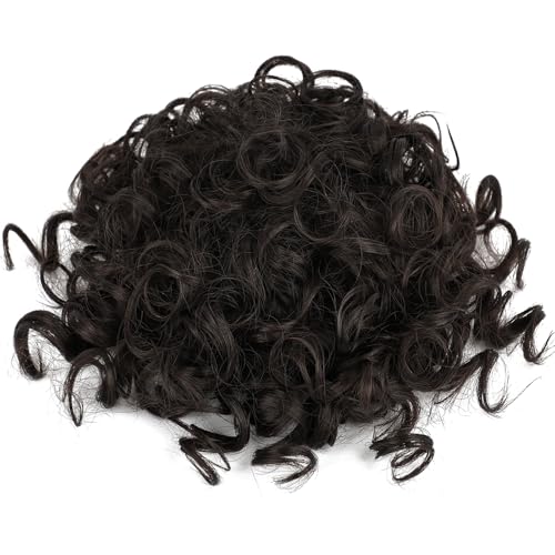 Lommel Messy Bun Hair Piece for Women - Dark Brown, Elastic Drawstring, Curly Synthetic Hair Extension