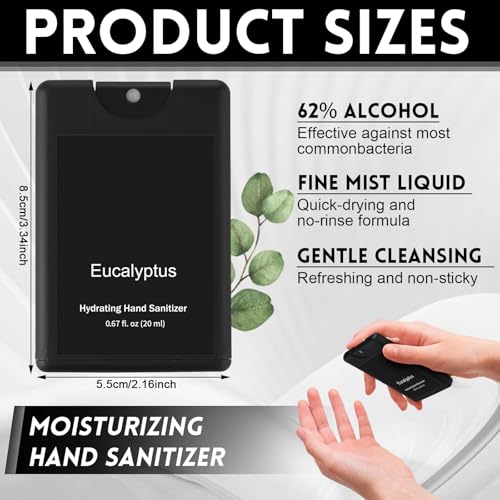 6 Pack Eucalyptus Scented Hand Sanitizer Spray - Travel Size