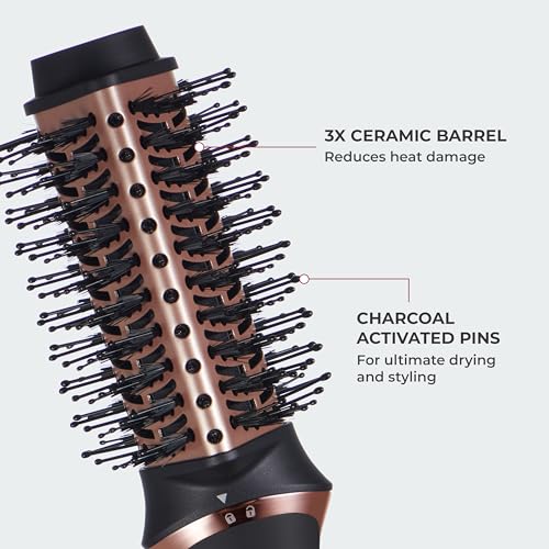 KISS Volume & Style Boosting 2-in-1 Air Brush, Interchangeable Ceramic Waterdrop & 1.5¡± Round Brush Head, Maximum Root Boosting Hair Dryer, 4 Heat Settings, Tangle-Free Bristles, 360¡Æ Swivel Cord
