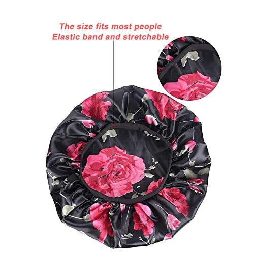 3 PCS Satin Bonnets Night Sleep Caps Wide Band Salon Cap Soft Satin Sleeping Silk Night Sleep Hat Hair Loss Cap Sleeping Head Cover