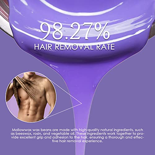 Lavender - Wax Beads for Hair Removal - Natural & Hypoallergenic Formula - Stripless Refillable 2LB - Ideal for At-Home Use and Sensitive Areas