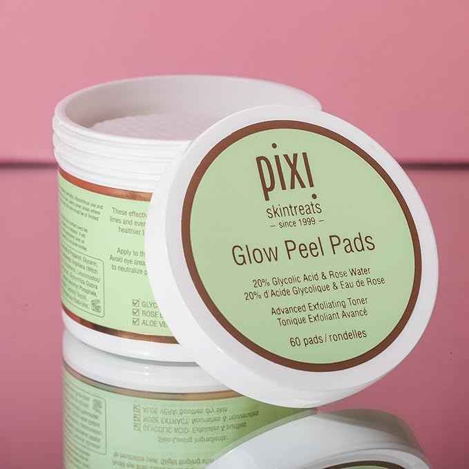 Pixi Beauty Glow Peel Pads | Exfoliating Treatment Contains 20% Glycolic Acid | Reveal Glowing Complexion | 60 Pads